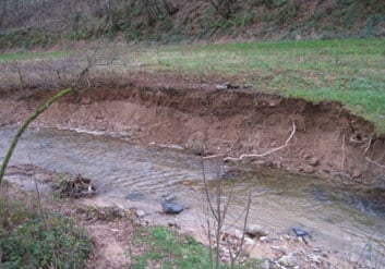 exemple d'une berge de rivière érodée